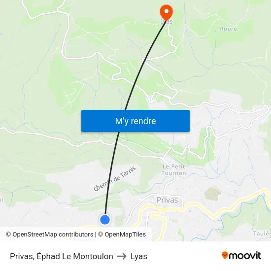 Privas, Éphad Le Montoulon to Lyas map