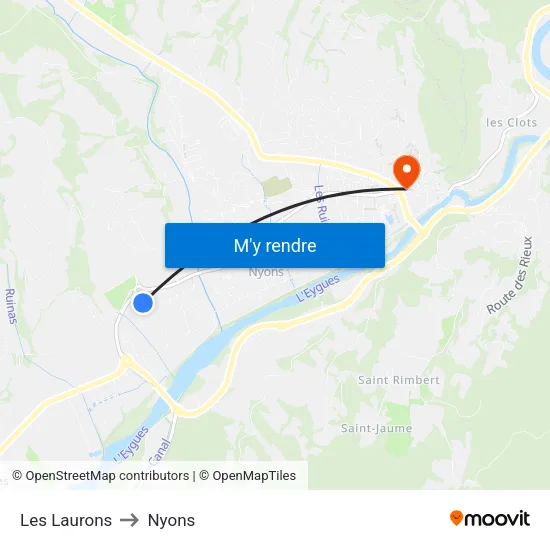 Les Laurons to Nyons map