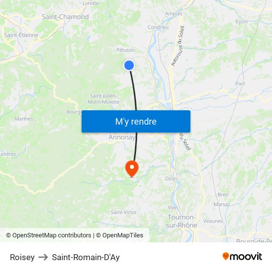 Roisey to Saint-Romain-D'Ay map