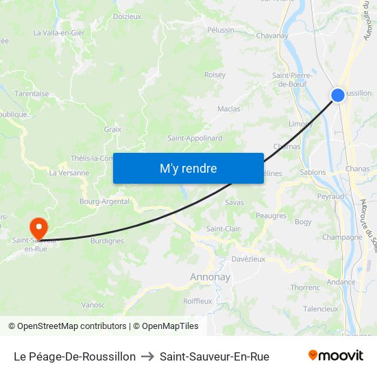 Le Péage-De-Roussillon to Saint-Sauveur-En-Rue map
