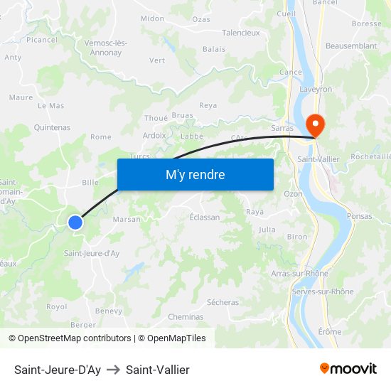 Saint-Jeure-D'Ay to Saint-Vallier map