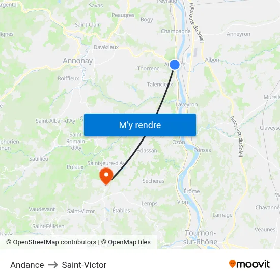 Andance to Saint-Victor map