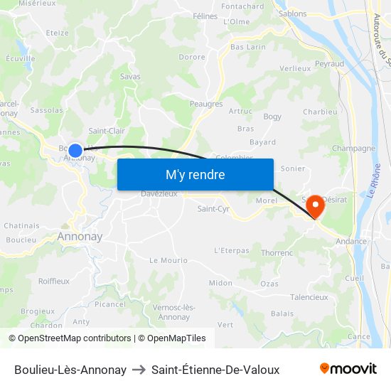 Boulieu-Lès-Annonay to Saint-Étienne-De-Valoux map