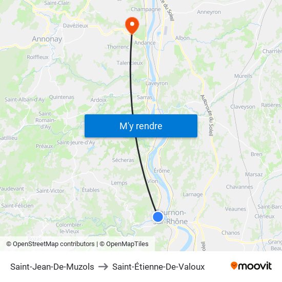 Saint-Jean-De-Muzols to Saint-Étienne-De-Valoux map