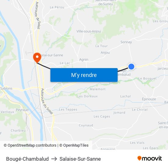 Bougé-Chambalud to Salaise-Sur-Sanne map