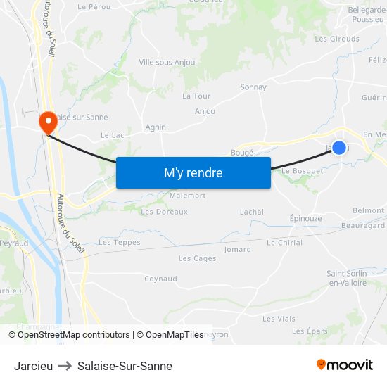 Jarcieu to Salaise-Sur-Sanne map