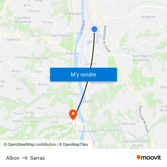 Albon to Sarras map
