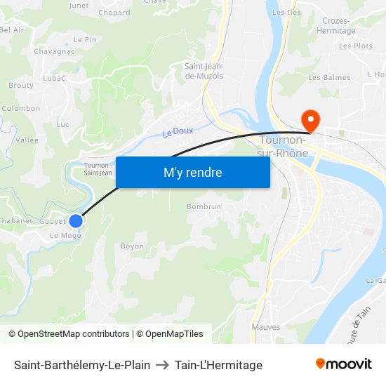 Saint-Barthélemy-Le-Plain to Tain-L'Hermitage map