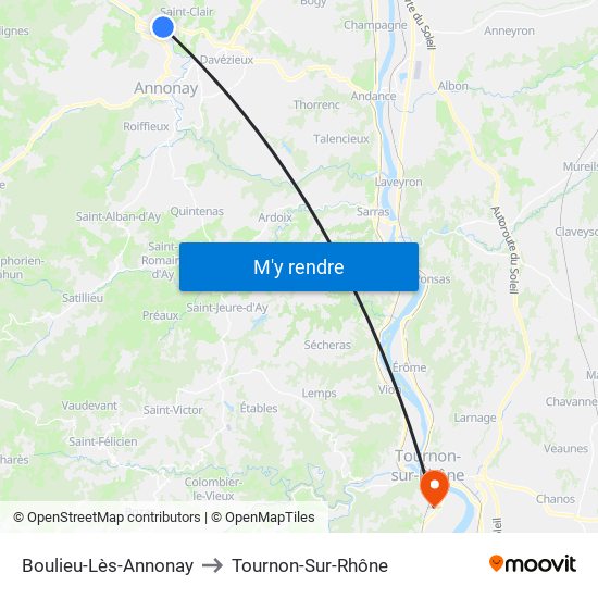 Boulieu-Lès-Annonay to Tournon-Sur-Rhône map