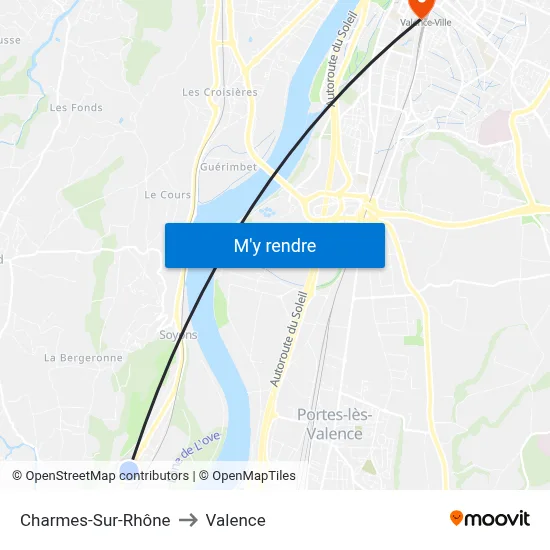 Charmes-Sur-Rhône to Valence map