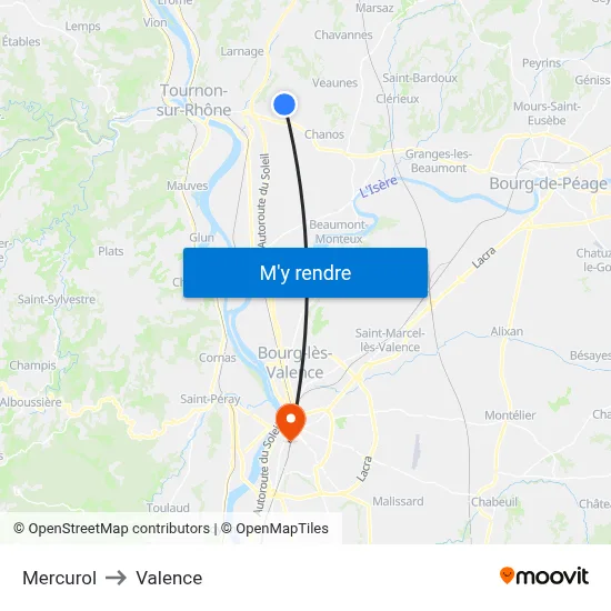 Mercurol to Valence map