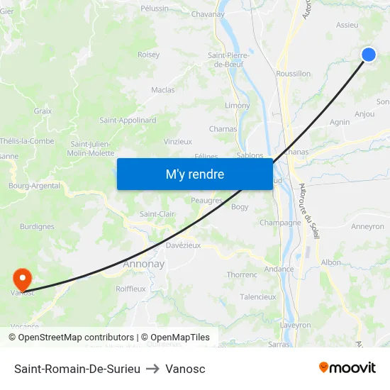 Saint-Romain-De-Surieu to Vanosc map