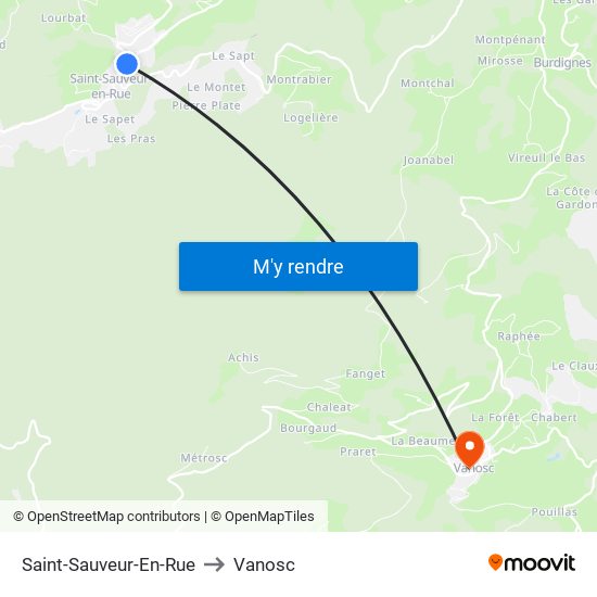 Saint-Sauveur-En-Rue to Vanosc map