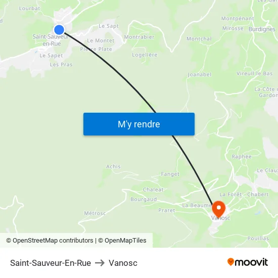 Saint-Sauveur-En-Rue to Vanosc map
