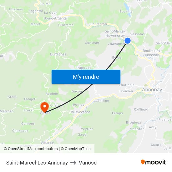 Saint-Marcel-Lès-Annonay to Vanosc map