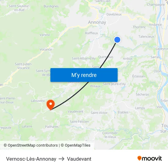 Vernosc-Lès-Annonay to Vaudevant map