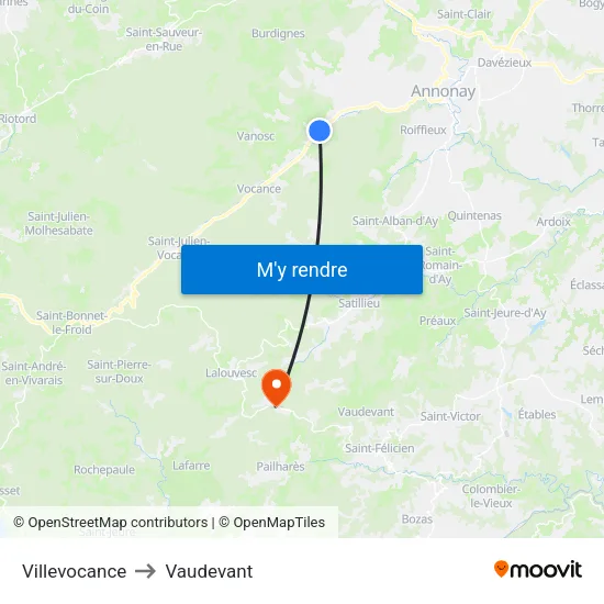 Villevocance to Vaudevant map