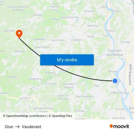 Glun to Vaudevant map