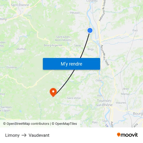 Limony to Vaudevant map