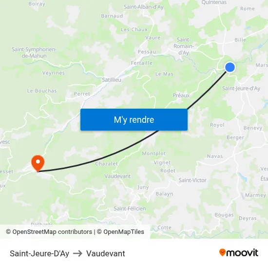 Saint-Jeure-D'Ay to Vaudevant map