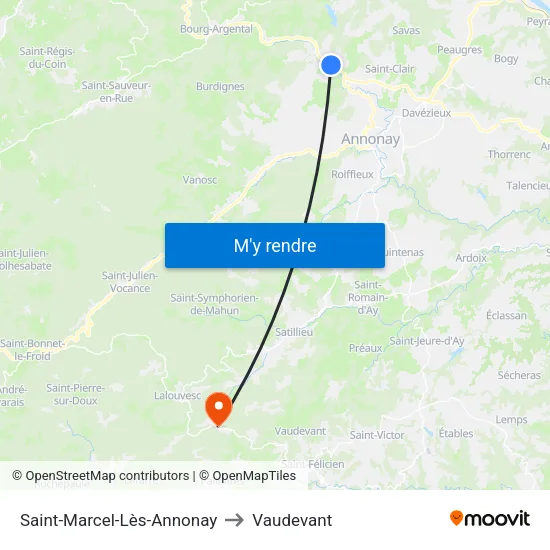 Saint-Marcel-Lès-Annonay to Vaudevant map