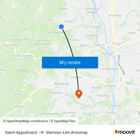 Saint-Appolinard to Vernosc-Lès-Annonay map