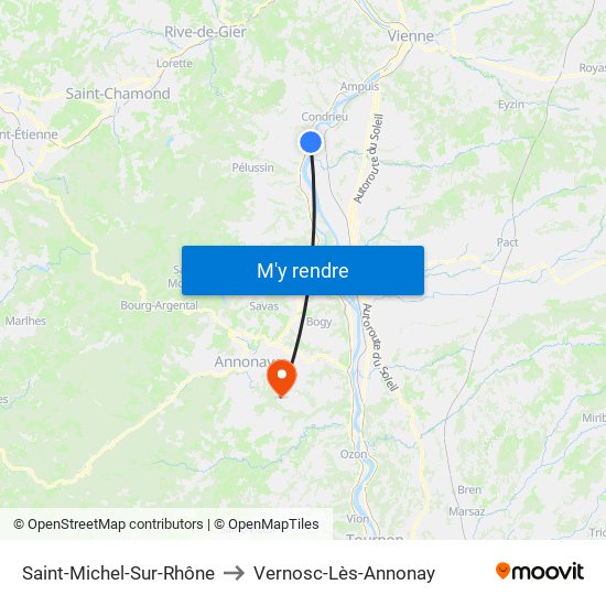 Saint-Michel-Sur-Rhône to Vernosc-Lès-Annonay map
