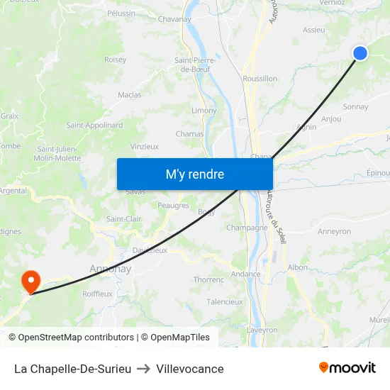 La Chapelle-De-Surieu to Villevocance map