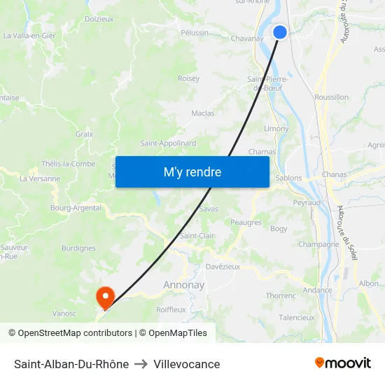 Saint-Alban-Du-Rhône to Villevocance map