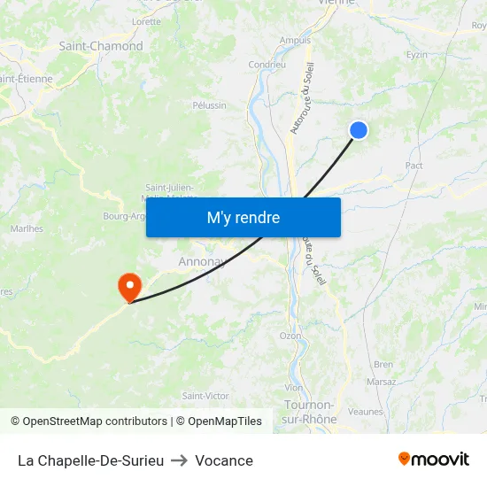 La Chapelle-De-Surieu to Vocance map