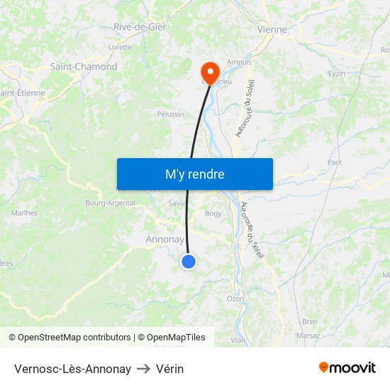 Vernosc-Lès-Annonay to Vérin map