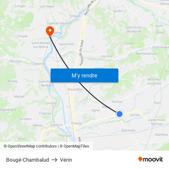 Bougé-Chambalud to Vérin map