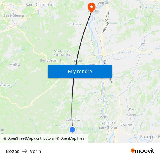Bozas to Vérin map