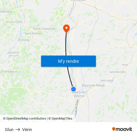 Glun to Vérin map