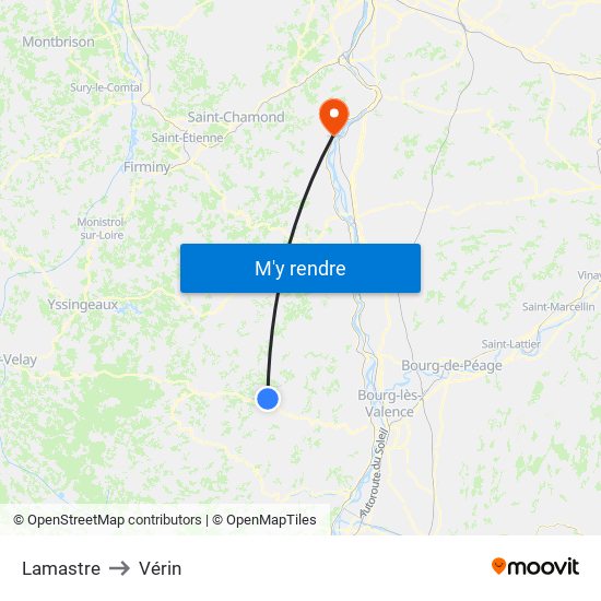 Lamastre to Vérin map
