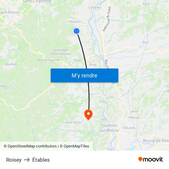 Roisey to Étables map