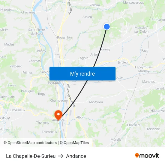 La Chapelle-De-Surieu to Andance map