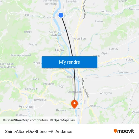 Saint-Alban-Du-Rhône to Andance map