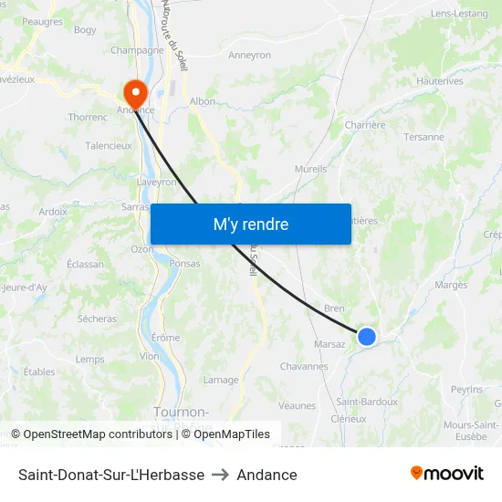 Saint-Donat-Sur-L'Herbasse to Andance map