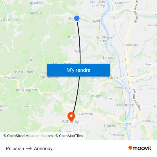 Pélussin to Annonay map