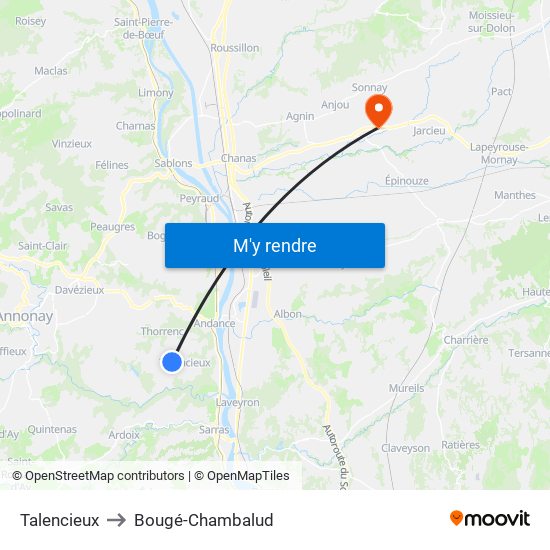 Talencieux to Bougé-Chambalud map