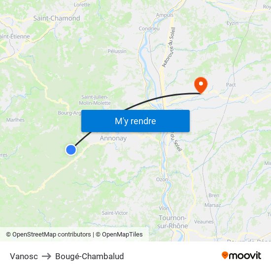 Vanosc to Bougé-Chambalud map