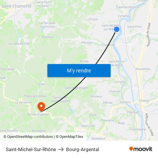 Saint-Michel-Sur-Rhône to Bourg-Argental map