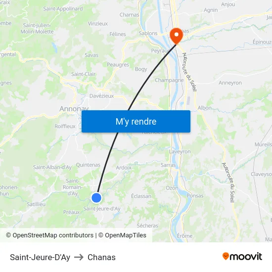 Saint-Jeure-D'Ay to Chanas map