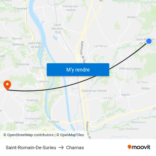 Saint-Romain-De-Surieu to Charnas map