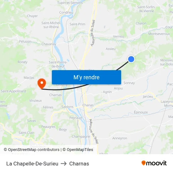 La Chapelle-De-Surieu to Charnas map