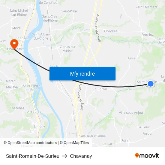 Saint-Romain-De-Surieu to Chavanay map