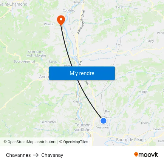 Chavannes to Chavanay map