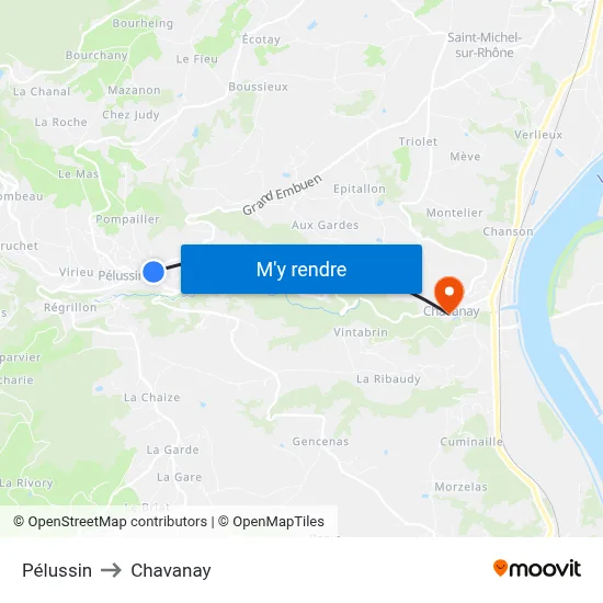 Pélussin to Chavanay map
