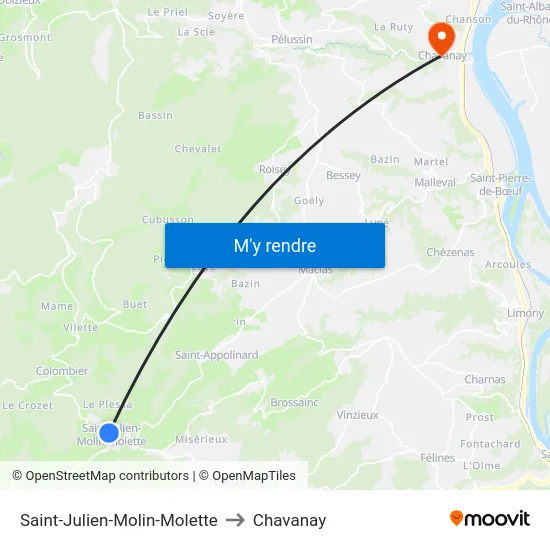 Saint-Julien-Molin-Molette to Chavanay map